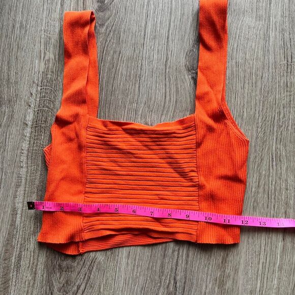Zara Women's Orange Zara ribbed crop top Size medium - Picture 3 of 4